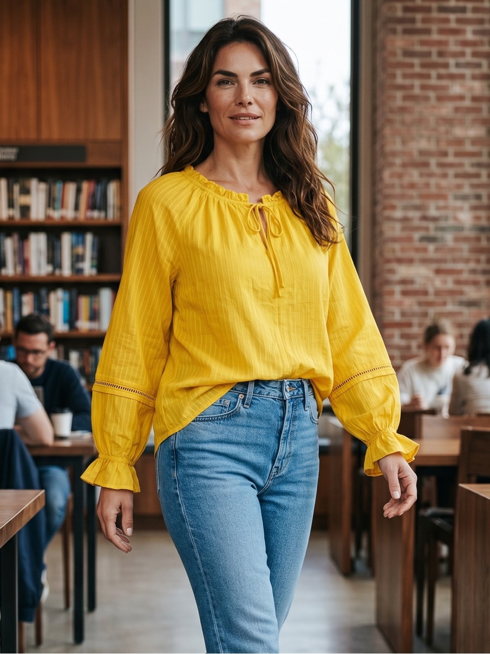 torrid Yellow Ruffle-Tie Peasant Blouse